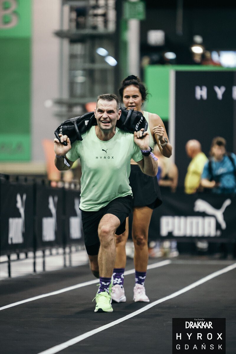 Sławomir Hrynkiewicz na trasie HYROX Gdańsk, Mixed Doubles
